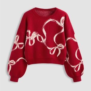 Cider Red and White Patterned Women's Sweater